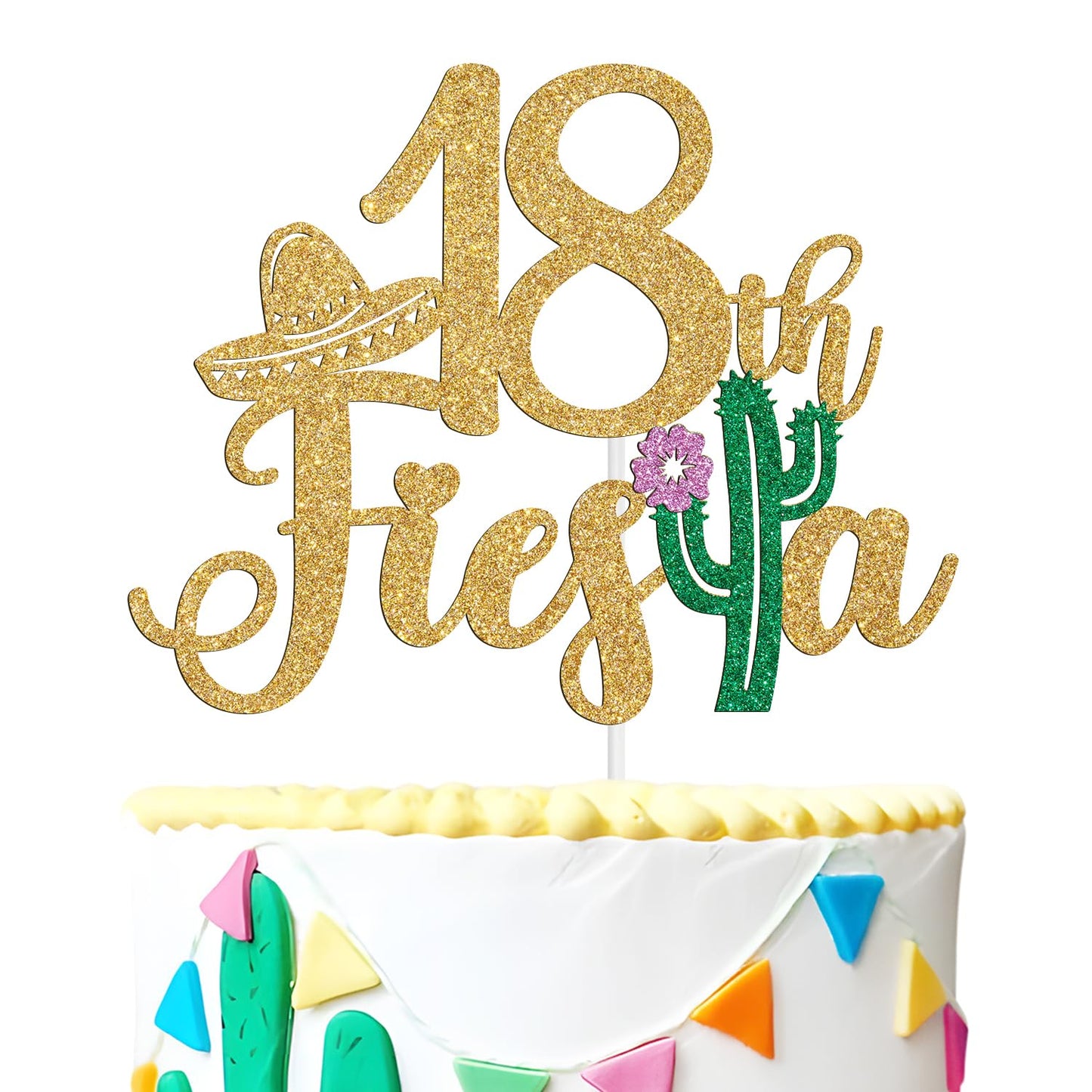Tivurcia Fiesta 18th Cake Topper, Cheers to 18 Years/Taco Bout 18 Cake Decor,Tropical Hawaiian Mexican Summer Themed Happy 18th 