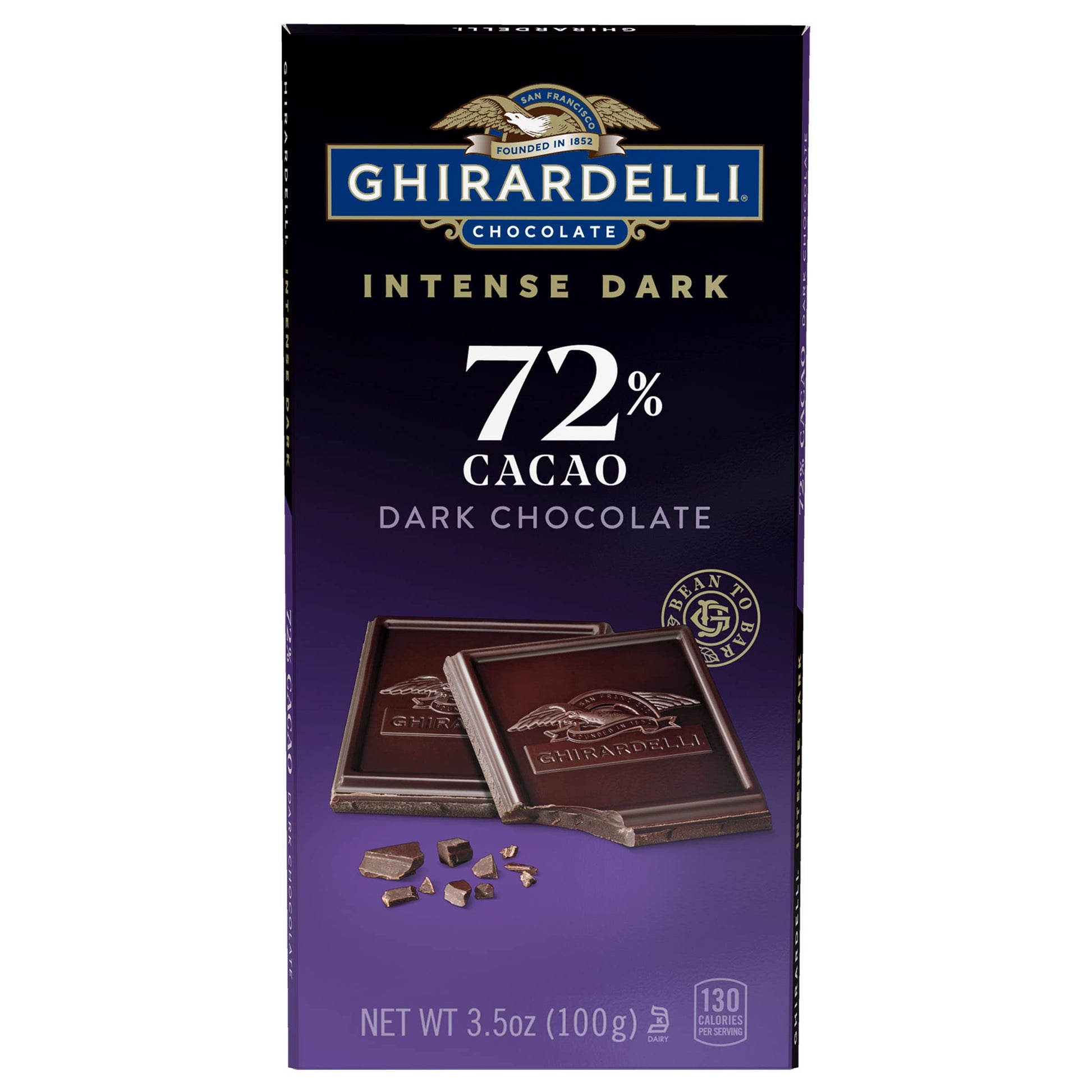 Ghirardelli Intense Dark Chocolate Bar, 72% Cacao, 3.5 oz, Pack of 4