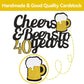 Joymee Cheers to 40 Years Cake Topper, Black and Gold Glitter, Double-Sided Birthday Party Decorations
