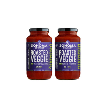 Sonoma Gourmet Roasted Veggies Pasta Sauce, USDA Organic, Non-GMO, Gluten-Free, 25 Ounce Jars (Pack of 2)