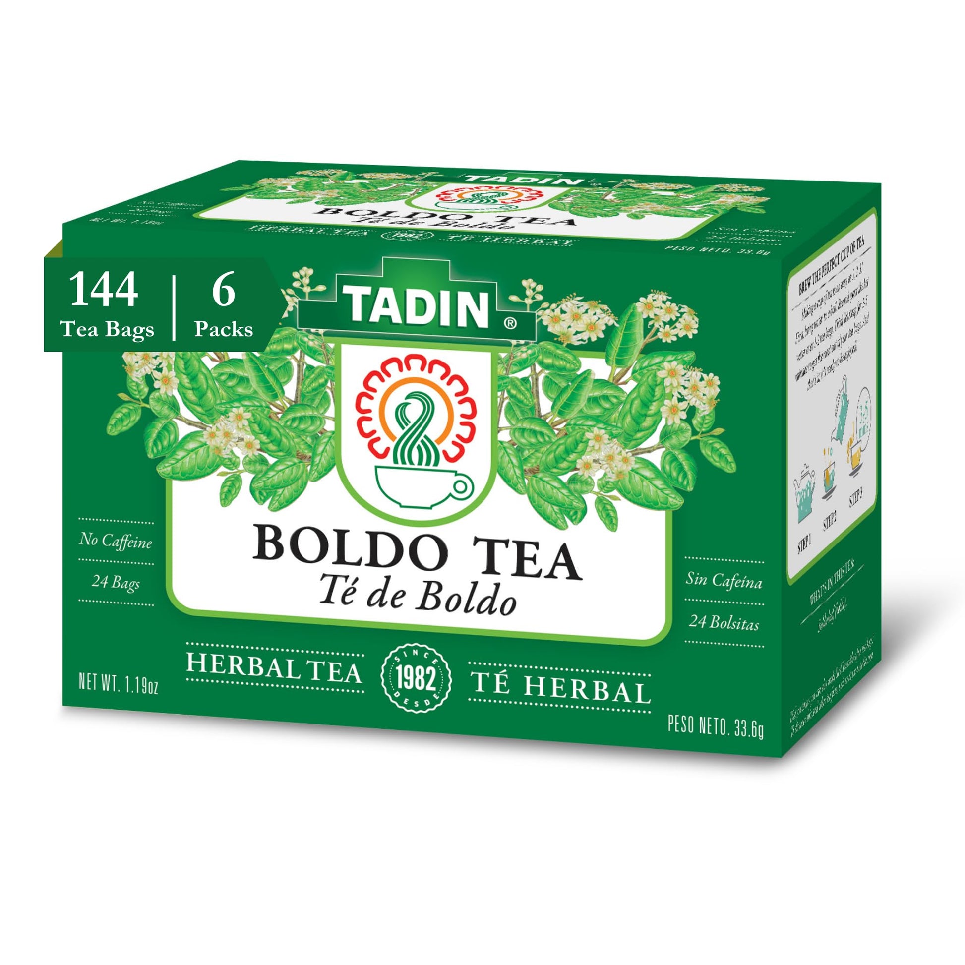 Tadin Boldo Herbal Tea, Caffeine Free, 24 Count, Pack of 6, Model SYNCHKG021237