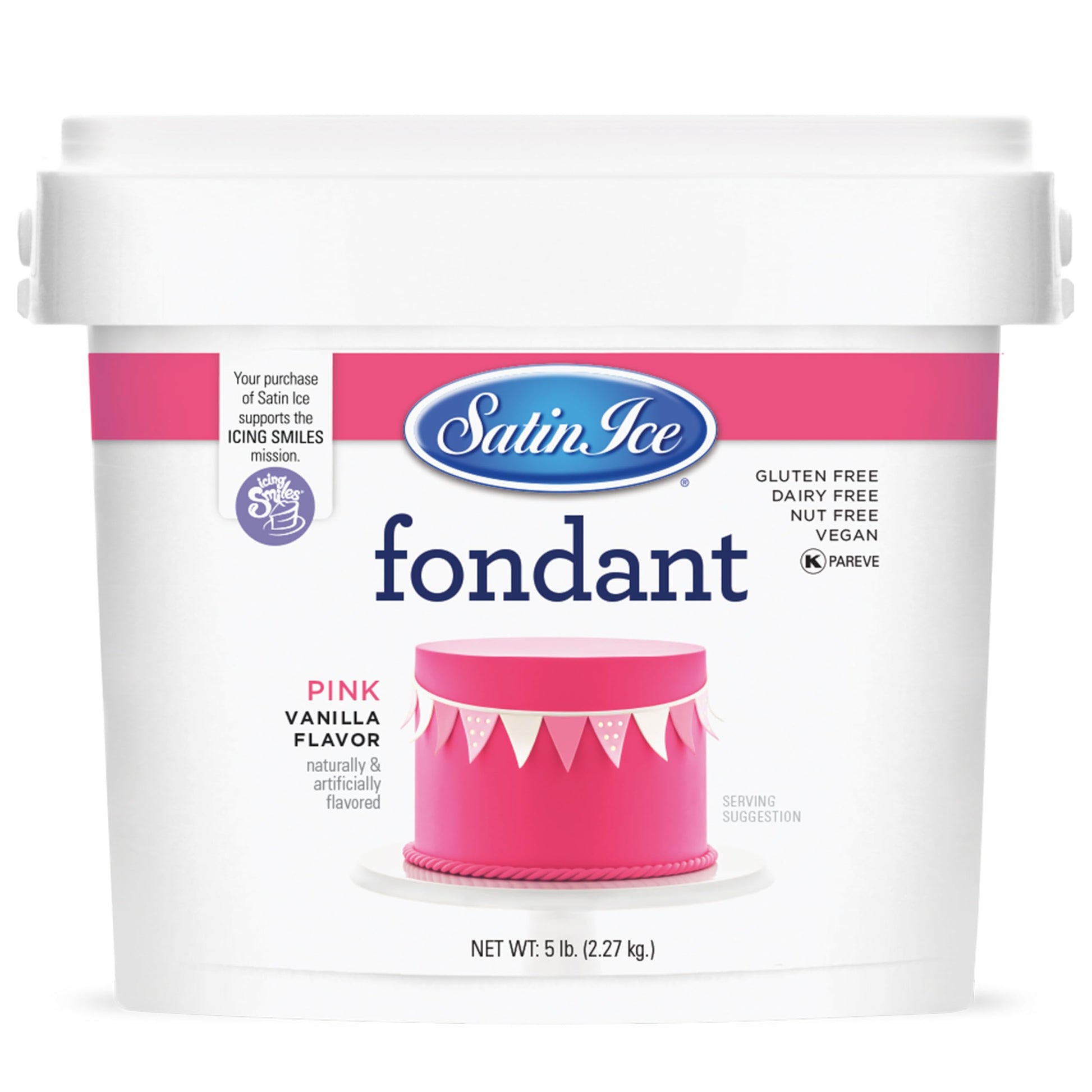 Satin Ice Pink Fondant, Vanilla, 5 Pounds