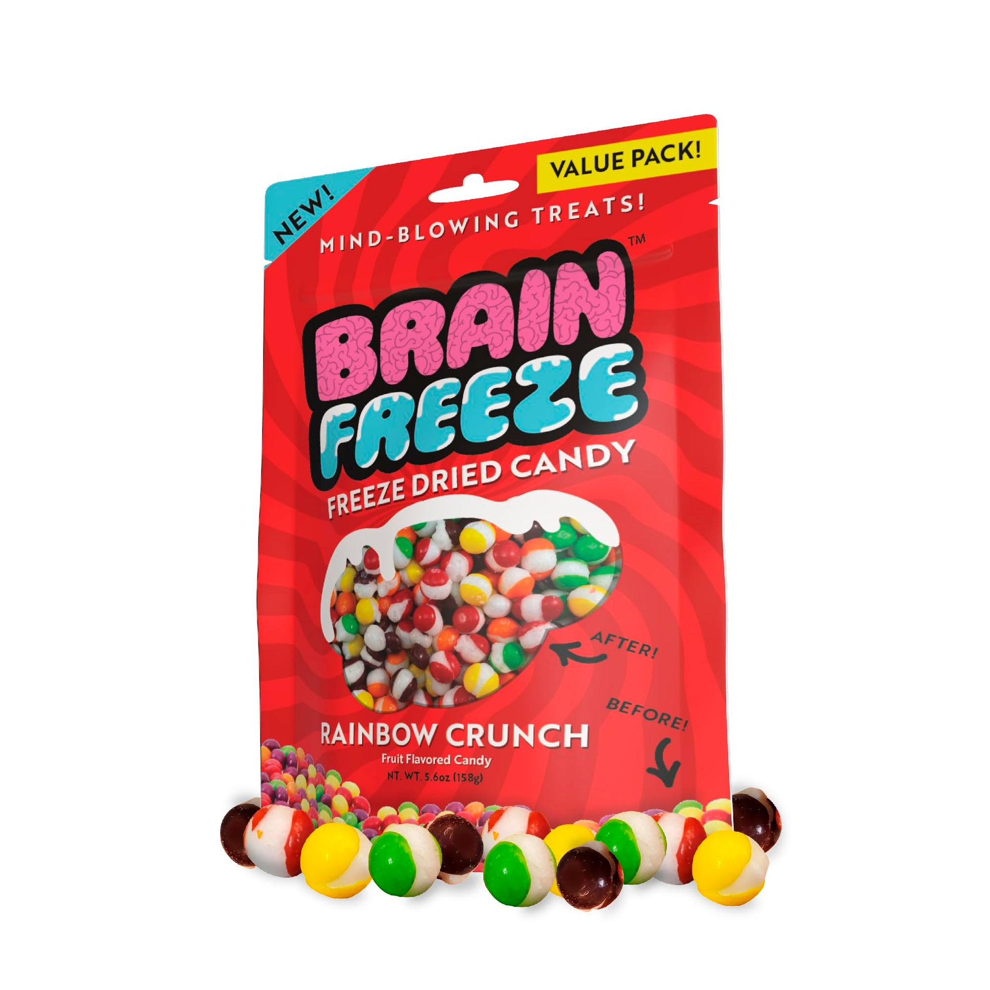 Brain Freeze Rainbow Crunch Freeze-Dried Candy - Irresistible Sweet & Tangy Gourmet Snack - Single Pack