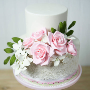 Global Sugar Art Peace Rose Sugar Cake Flowers, Pink 3 Inch Wired, 3 Count By Chef Alan Tetreault