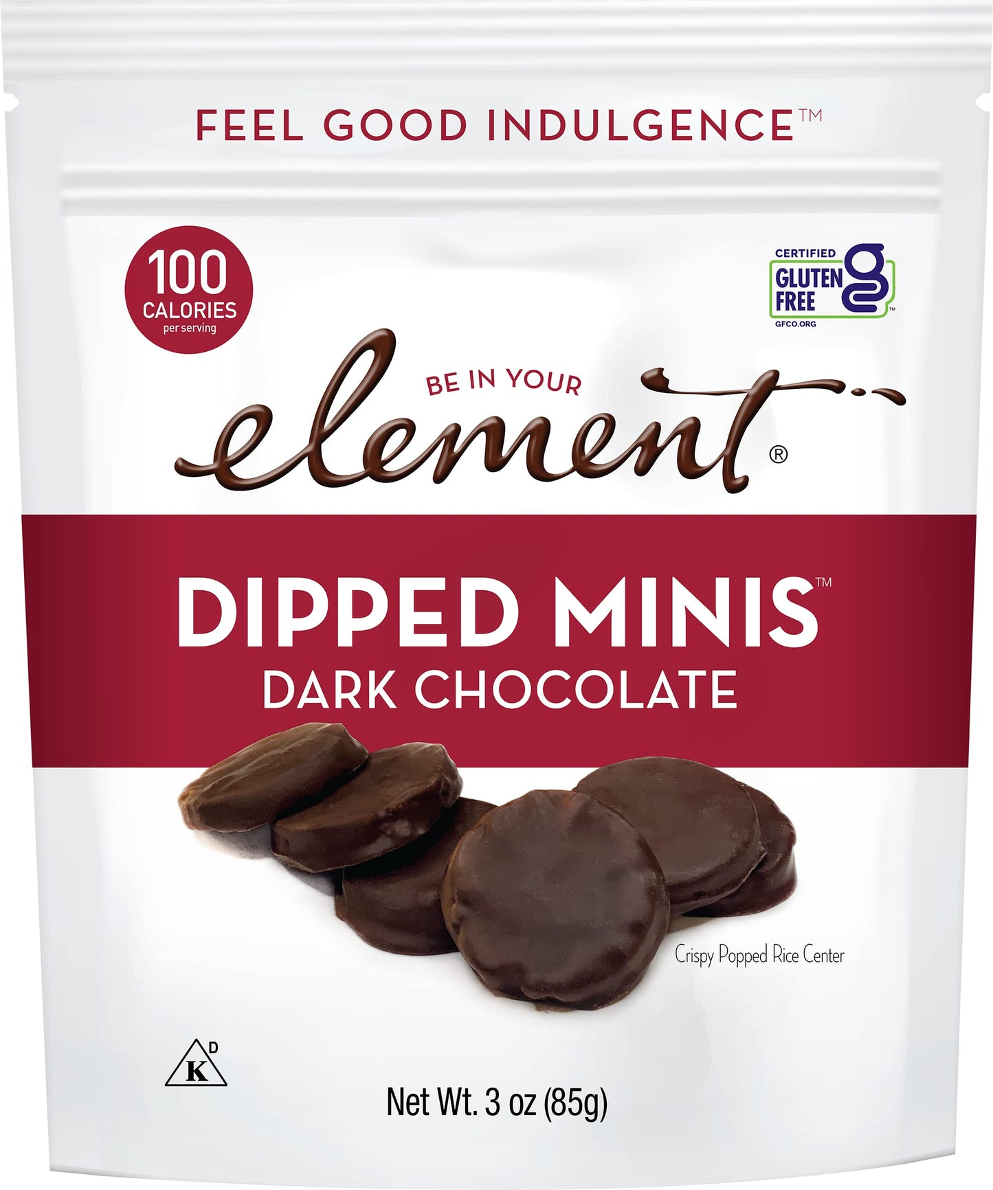 ELEMENT Dark Chocolate Dipped Minis - All-Natural Rice Snacks, 3 Ounce (Pack of 8), Gluten-Free, Kosher