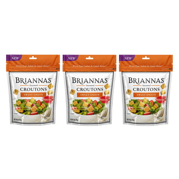 BRIANNAS Sweet Onion Croutons - Baked Flavor, Crispy - 5 oz Bags - 3 Pack