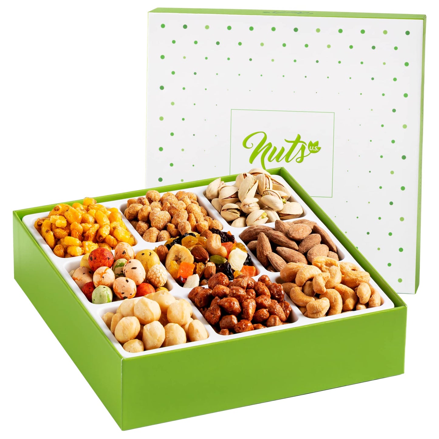 NUTS U.S. - Dried Fruits and Nuts Gift Basket | 9 Variety Healthy & Fresh Assorted Nuts Gift Box | Valentines Day - Birthday - 