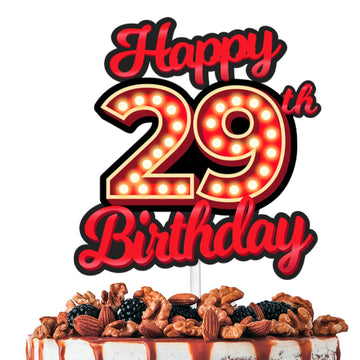 Happy 29th Birthday Cake Topper Fluorescent Flashing Night Out Hen Movie Nightclub Theme Decor Supplies Woman Man Happy Birthday