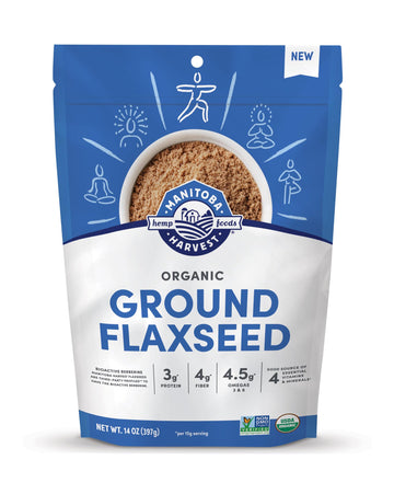 Manitoba Harvest Organic Ground Flaxseed, 3g Plant Based Protein and 4.5g Omegas 3 & 6 per 15g Serving - Perfect for Smoothies, 
