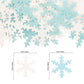 50Pcs White And Blue Edible Snowflake Cupcake Toppers Snowflakes Cake Topper Decorations For Christmas Winter Holiday Frozen The