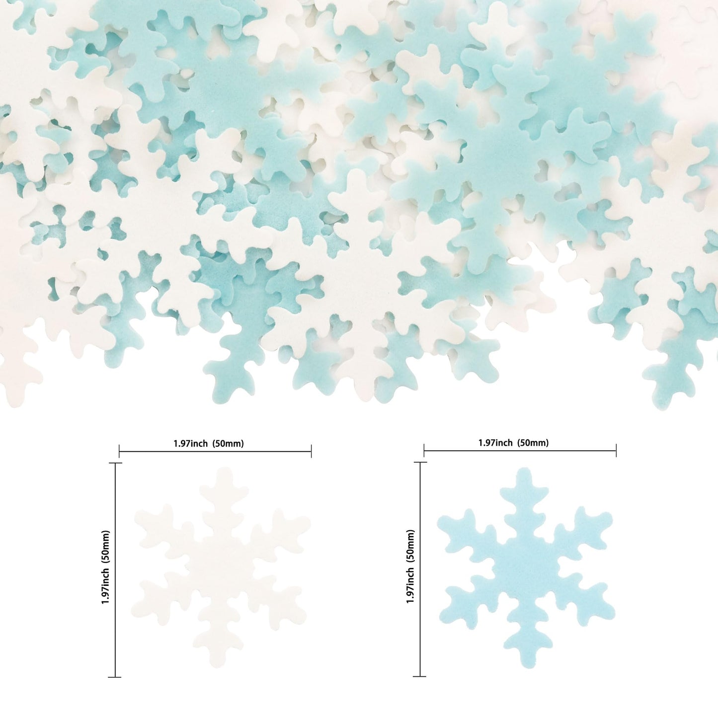 50Pcs White And Blue Edible Snowflake Cupcake Toppers Snowflakes Cake Topper Decorations For Christmas Winter Holiday Frozen The