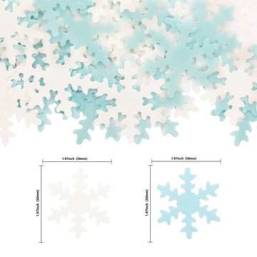 50Pcs White And Blue Edible Snowflake Cupcake Toppers Snowflakes Cake Topper Decorations For Christmas Winter Holiday Frozen The