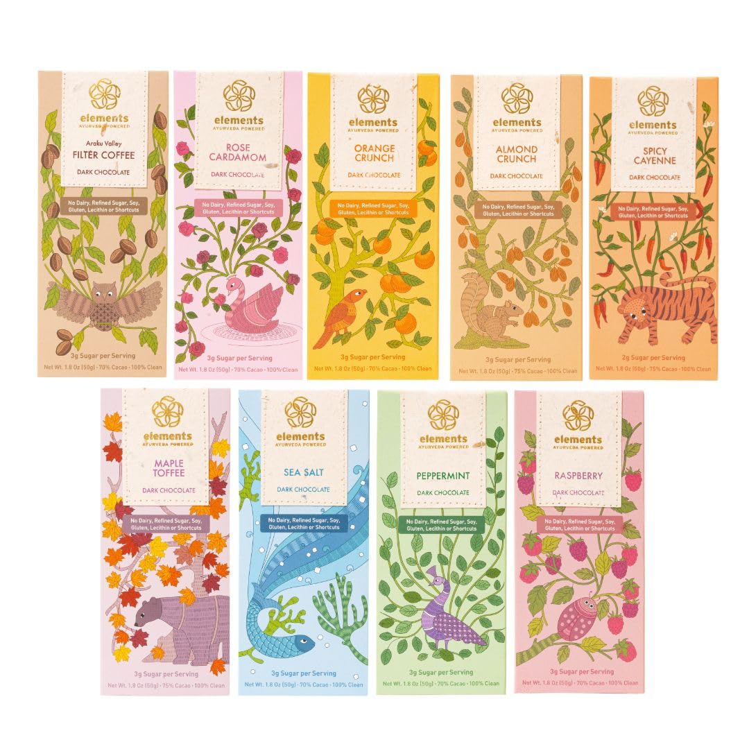 Elements Truffles Complete Collection - Ayurvedic Chocolate Bars Variety Pack - Heavy Metal Tested - Dairy Free, Paleo, Gluten F