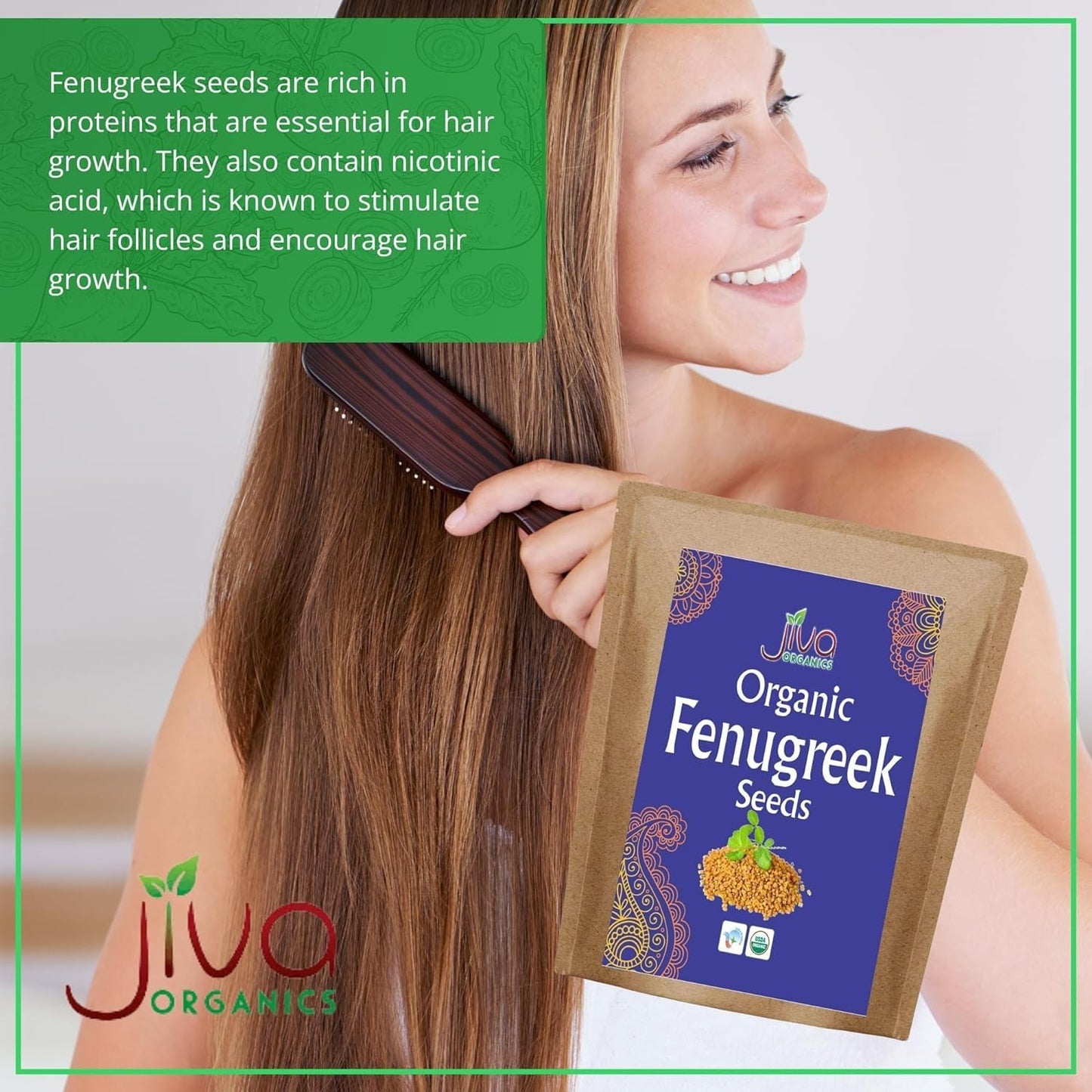 Jiva Organic Fenugreek Seeds 2.5 LB Bulk - Non-GMO, Gluten Free, Non Irradiated Whole Methi Seeds (Fenogreco En Semillas)