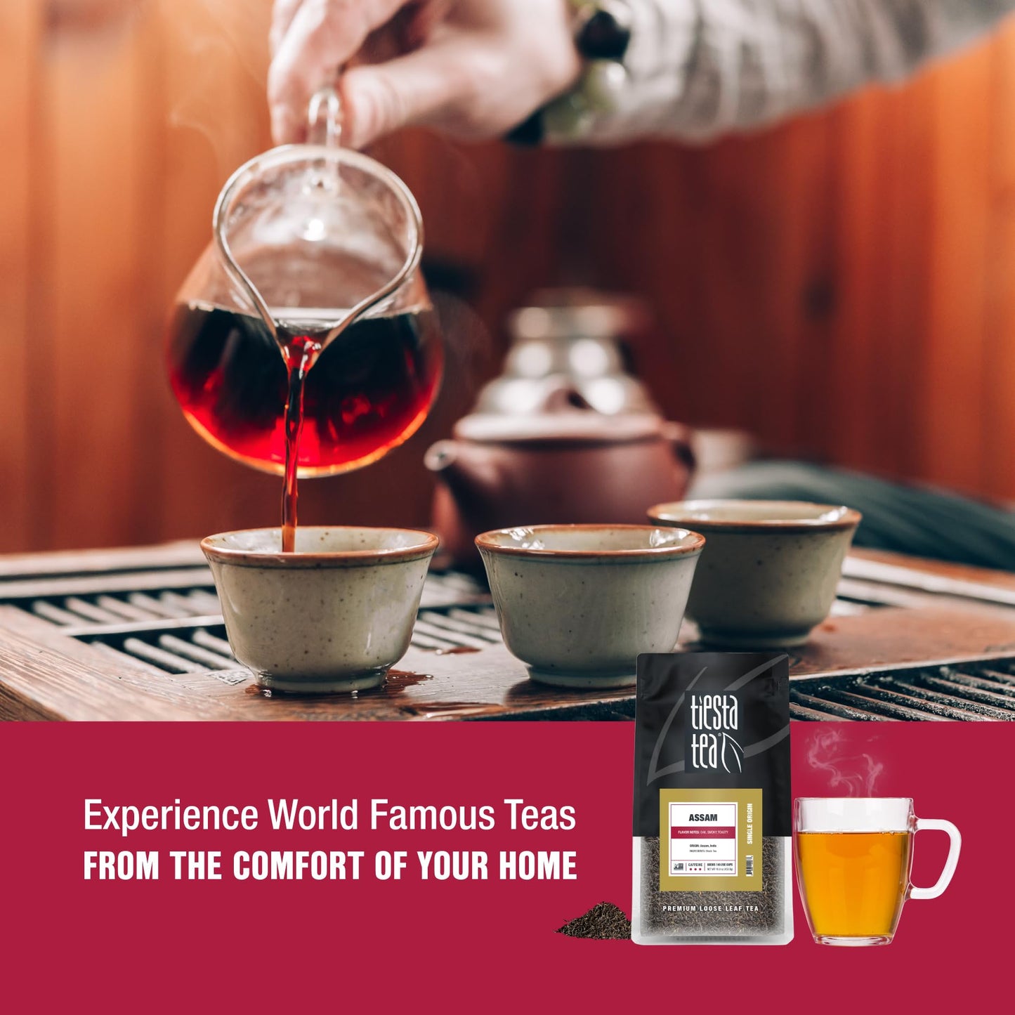Tiesta Tea - Assam Black Tea | Single Origin Premium Black Loose Leaf Tea From India | 100% Pure Unblended High Caffeinated Tea | Make Hot Or Iced Tea & Up To 200 Cups - 16Oz Resealable Bulk Pouch