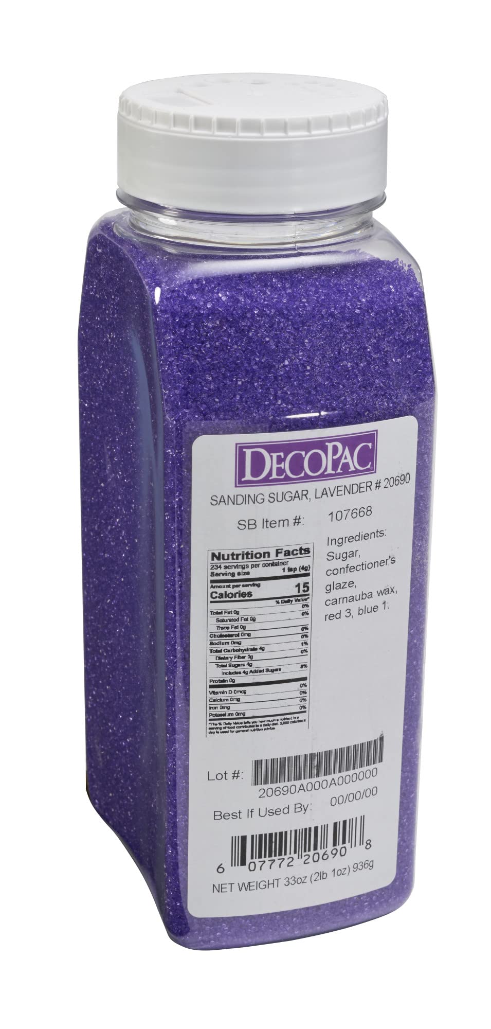 DecoPac Sanding Sugar | Lavender Purple Edible Sugar Sprinkles | 33oz | Edible Sanding Sugar in Handheld Container | Made In USA