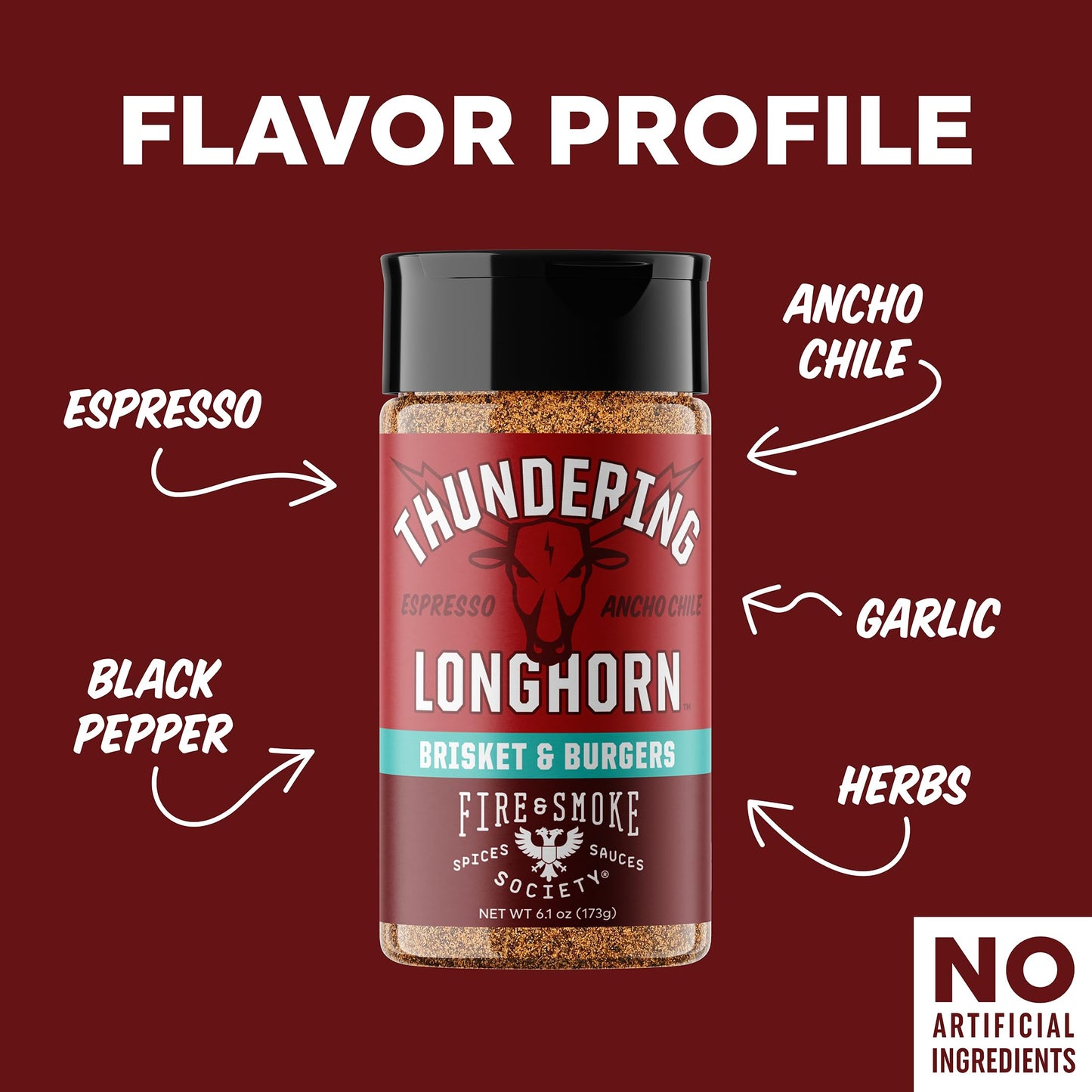 Fire & Smoke Society BBQ Rubs Thundering Longhorn Steak Seasoning 6.1 oz