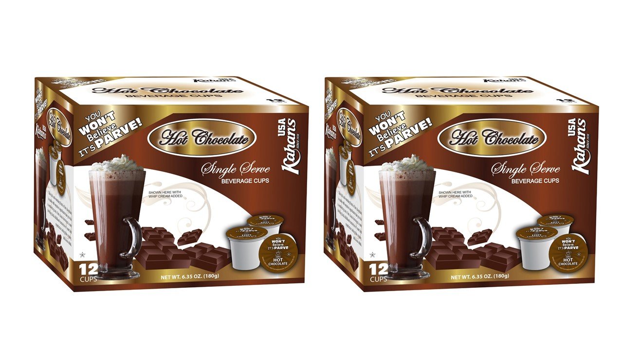 Dairy Free  Hot Chocolate Cups  Compatible with all standard Coffee Makers  (2 Pack  Total 24 cups)  Caffeine Free  You Wont Believe its Parve!