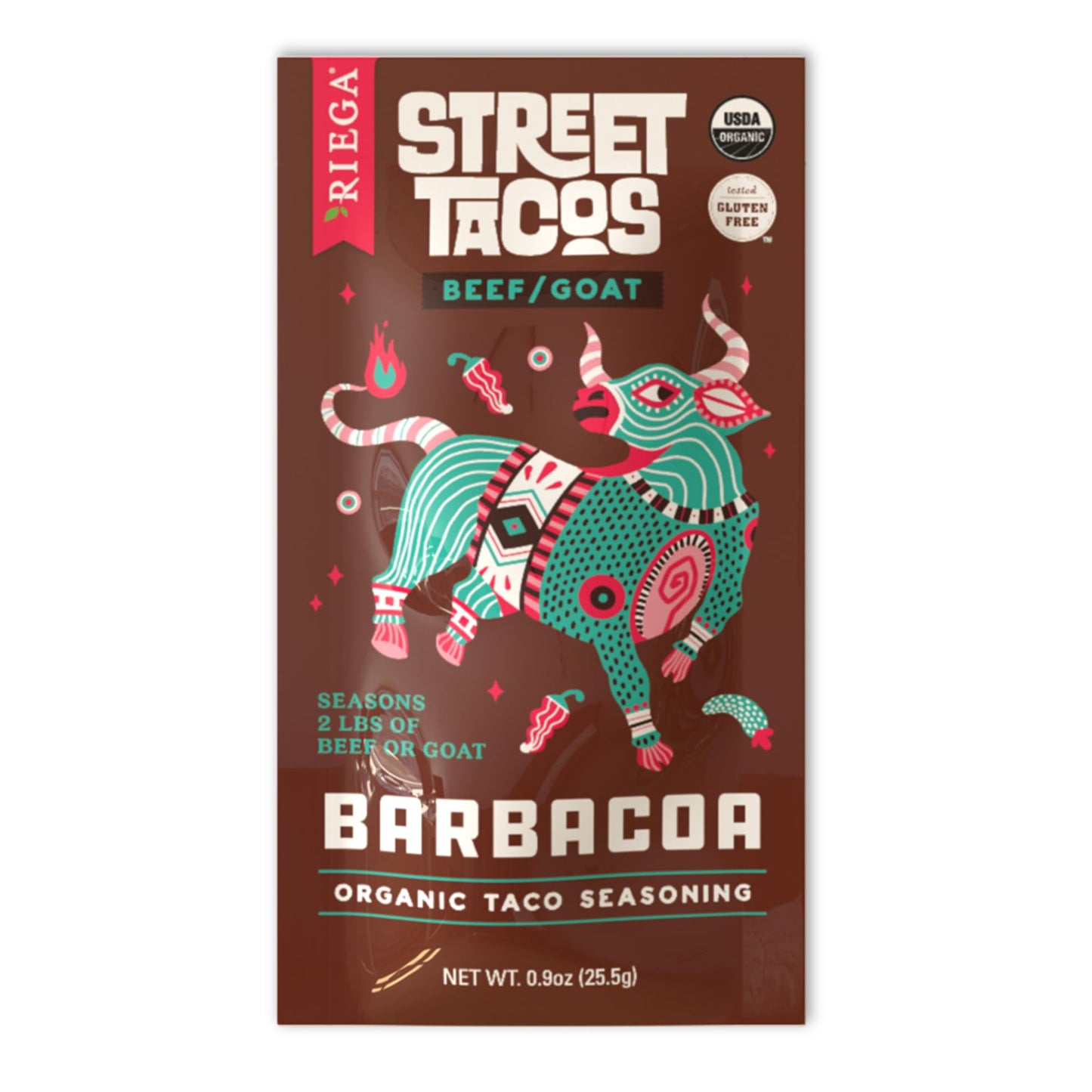Riega Organic Barbacoa Street Taco Seasoning - Mexican Spice Blend for Beef, Rice Bowls, Soups & Slow Cooker Meals - 0.9 oz (Pac