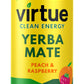 Virtue Yerba Mate, Peach & Raspberry - Natural Energy Drink - Sugar Free, Zero Calories, 8.4 oz (Pack of 12)