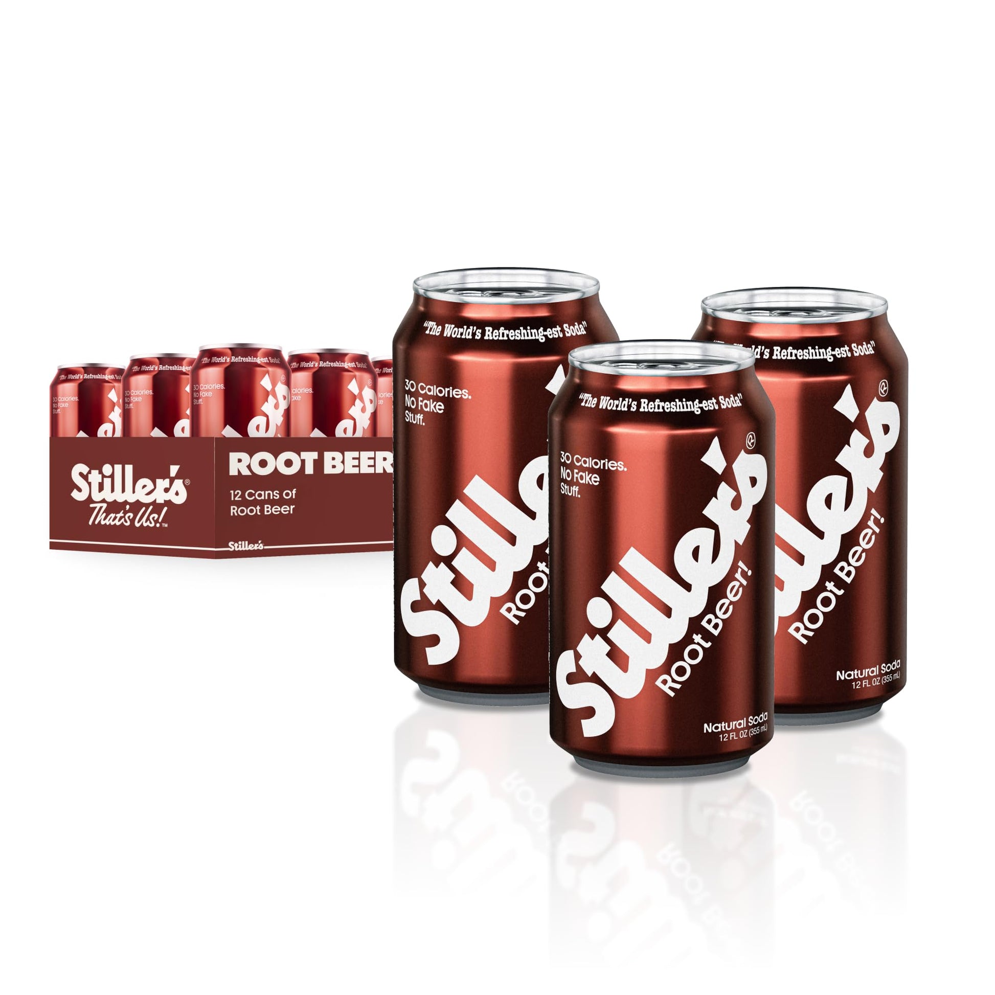 Stillers Root malt-inspired Soda - 12 Pack Cans - Sparkling Root malt-inspired Drink - Low Sugar  Caffeine-Free  Natural Soda Pop with Real Cane Sugar  Stevia & Vitamins - Alternative to Diet Soda