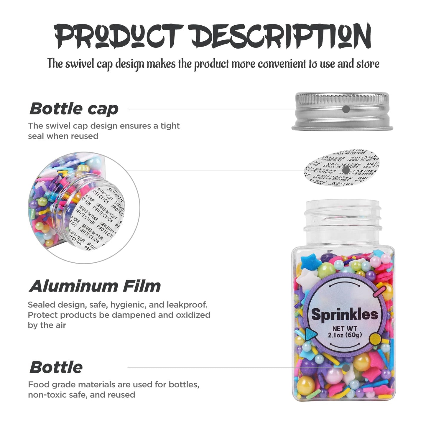 Rainbow Sprinkles, Confetti Sprinkles Bulk, Rainbow Sprinkles for Cake Decorating, Chocolate, Cupcake, Baking Sprinkles, and Ice