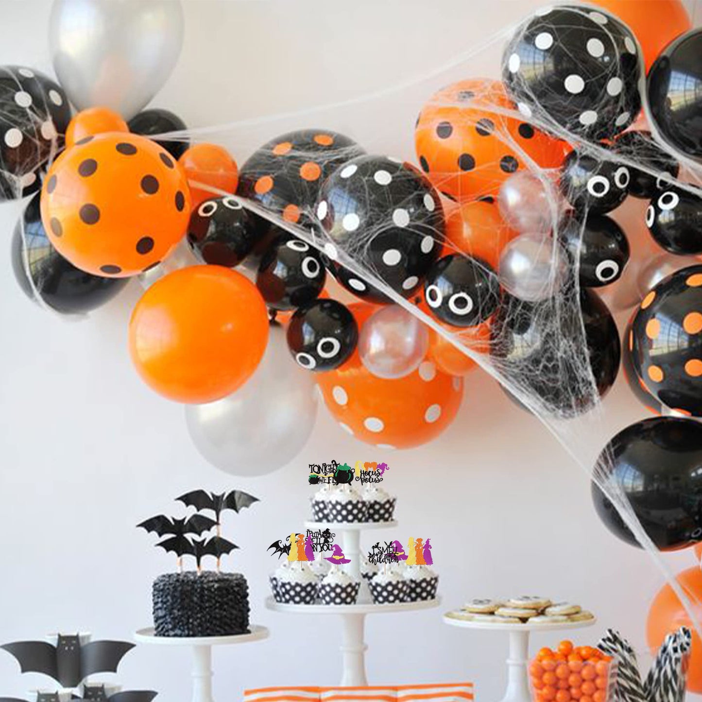 Rssta i Cupcake Toppers, Hocus Pocus Theme, Glitter Bat & Witch Hat, Paper, 1.8*4.2 - 2.6*4.2 inches,