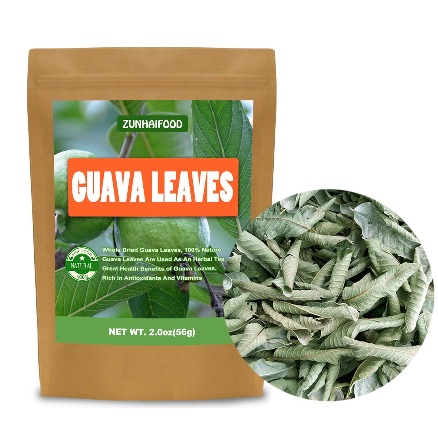 Whole Guava Leaves Tea, Guava Herbal Loose Leaf Tea, 2.0 Ounces, 100% Nature
