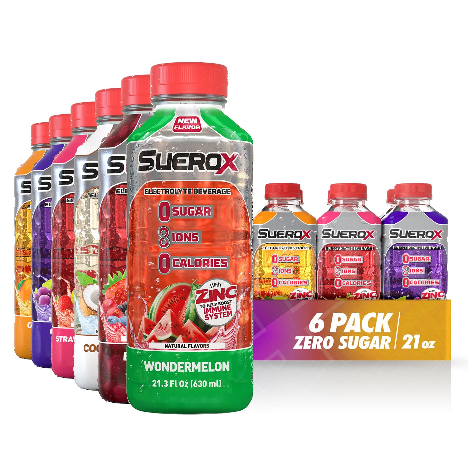 SueroX Sugar-Free Sports Drink for Hydration and Recovery  Electrolyte Hydration Drink with 8 Ions  Zero Calorie Sports Drinks with Electrolytes  Kickstart Pack  21.3 Fl Oz  6 Count