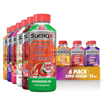 SueroX Sugar-Free Sports Drink for Hydration and Recovery  Electrolyte Hydration Drink with 8 Ions  Zero Calorie Sports Drinks with Electrolytes  Kickstart Pack  21.3 Fl Oz  6 Count