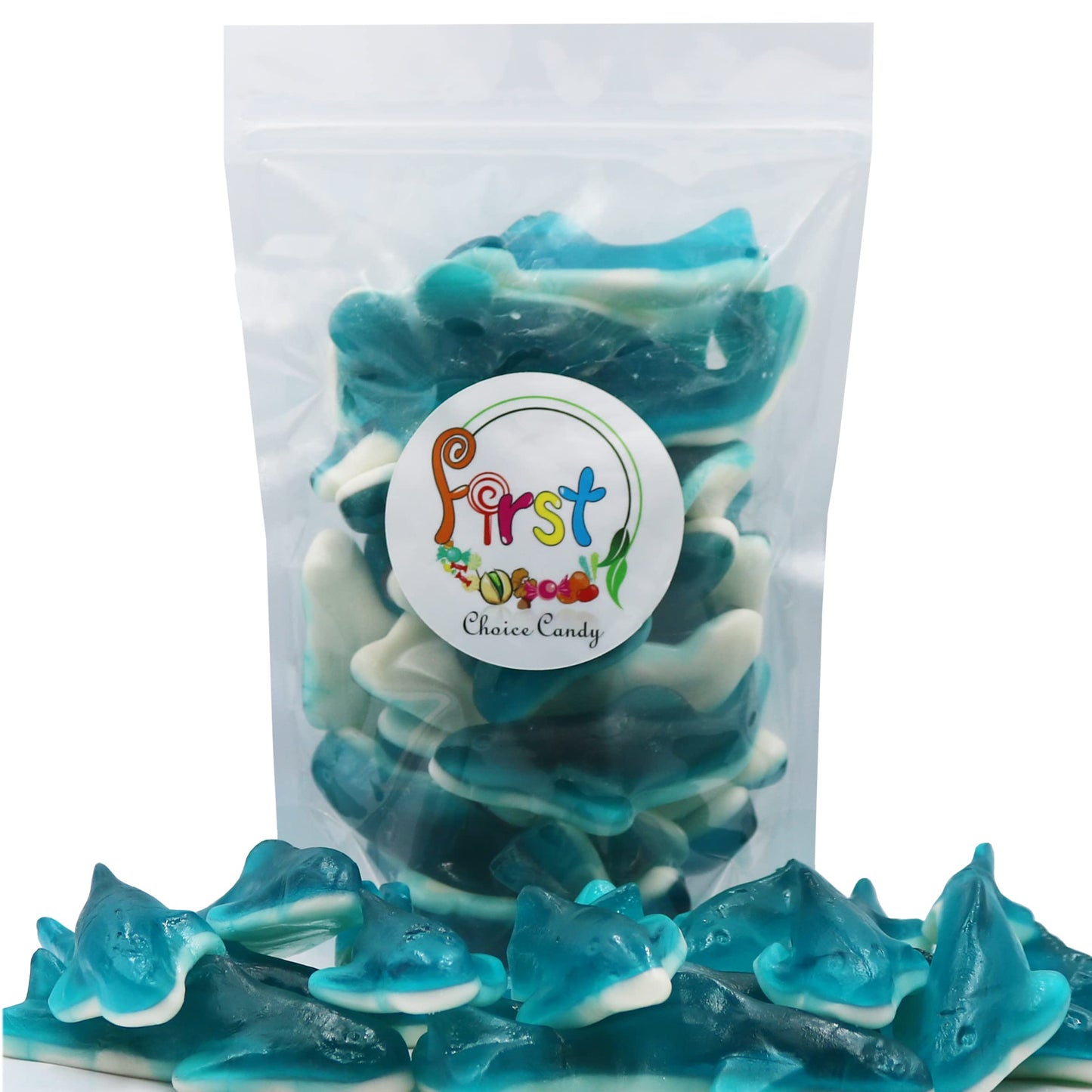 FirstChoiceCandy Shark Gummy Candy - Jumbo Blue, 2 Pound Pack