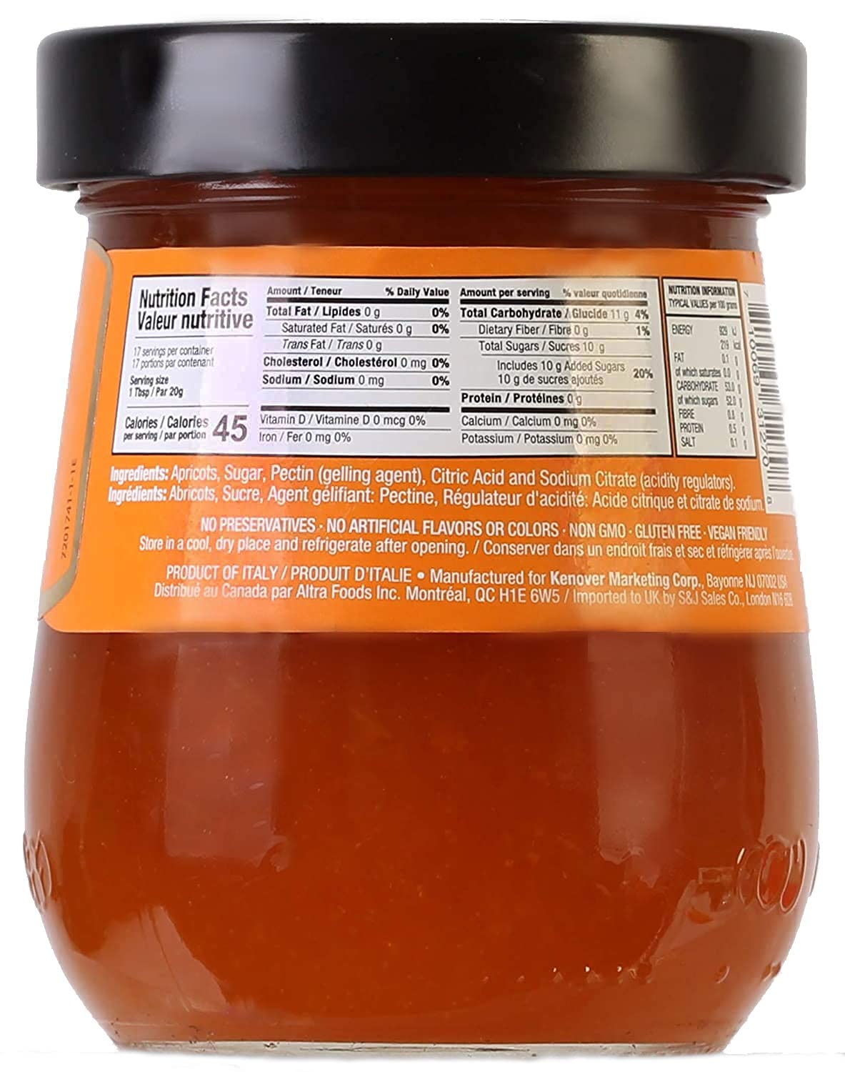 Tuscanini Premium Italian Apricot Preserves, 11.64 Oz Jar (3 Pack) 50% Real Fruit | Spreadable Fruit Jam | No High Fructose Corn