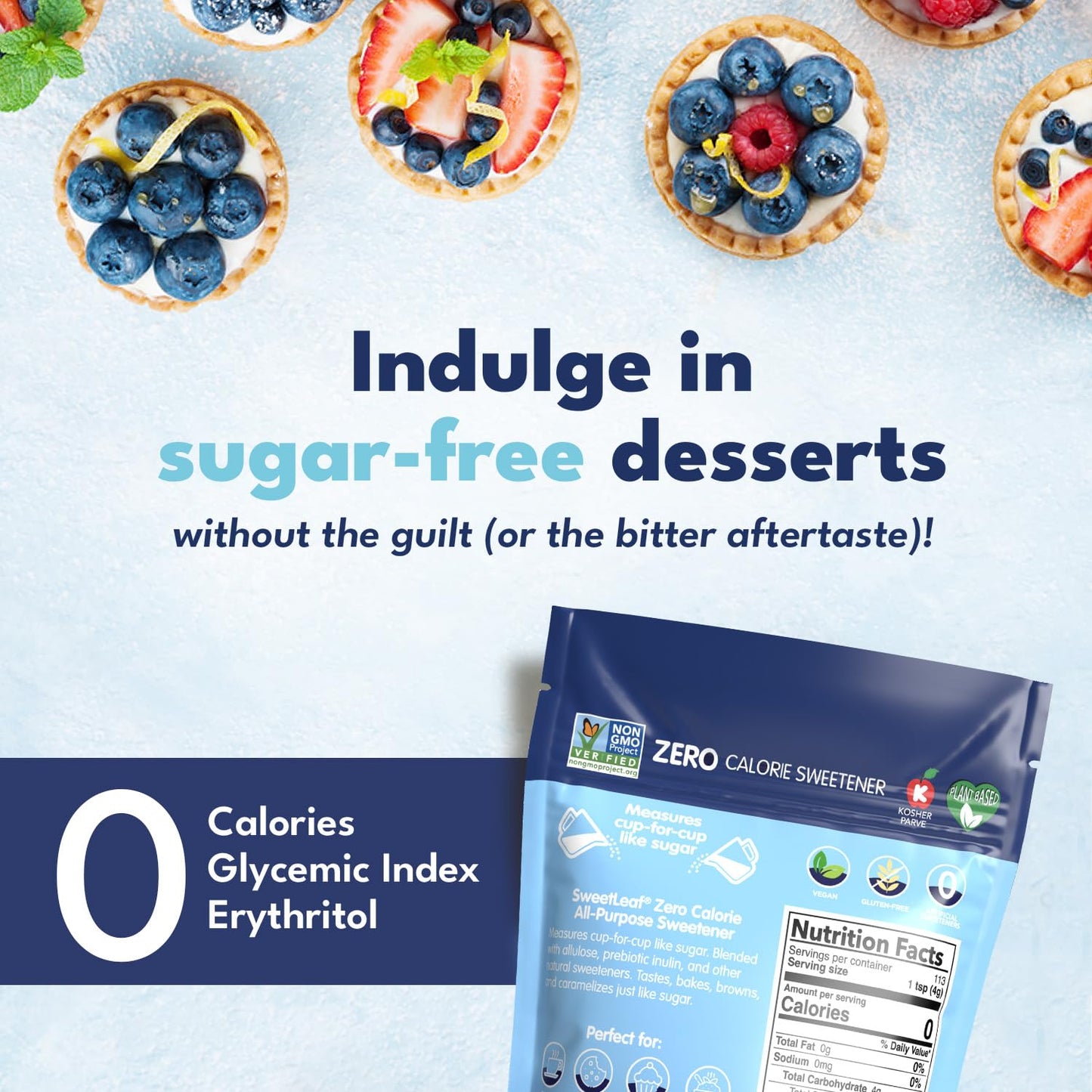 SweetLeaf Indulge Granular Sugar Replacement - All-Purpose Allulose and Monk Fruit Sweetener Blend with Inulin and Stevia, Zero-