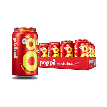poppi Sparkling Prebiotic Soda with Apple Cider Vinegar, Cherry Limeade Flavor, 12 Fl Oz, Pack of 12