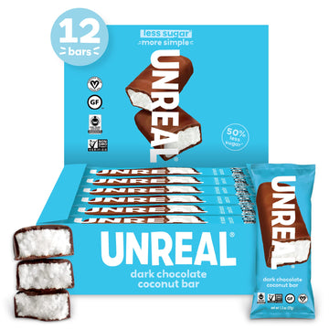 Unreal Dark Chocolate Coconut Bars | Certified Vegan, Gluten Free, Fair Trade, Non-Gmo | No Sugar Alcohols Or Soy 1.3 Oz (Pack O