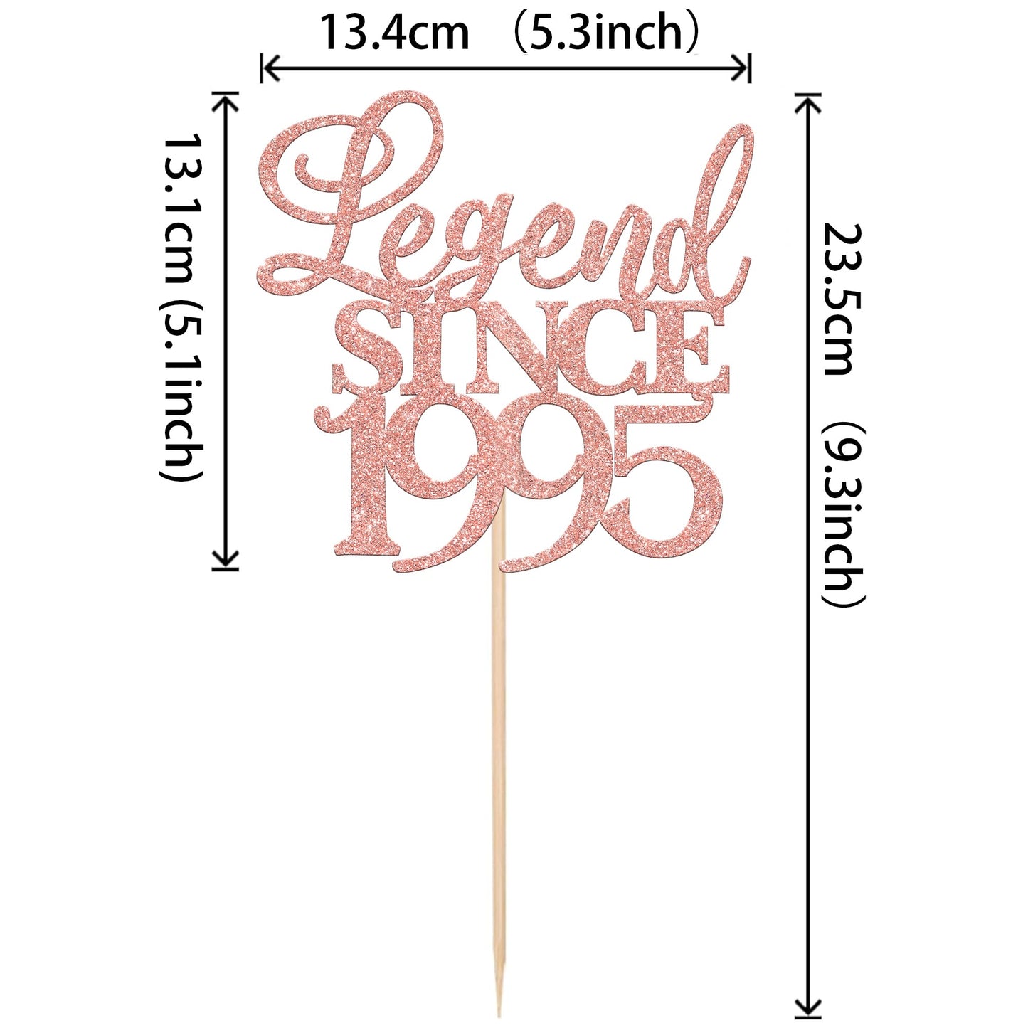 Rssta i Glitter Cake Topper, Legend Since 1995, Rose Gold, Model XM310, Perfect for 30th Birthday and Wedding Anniversary Celebrations