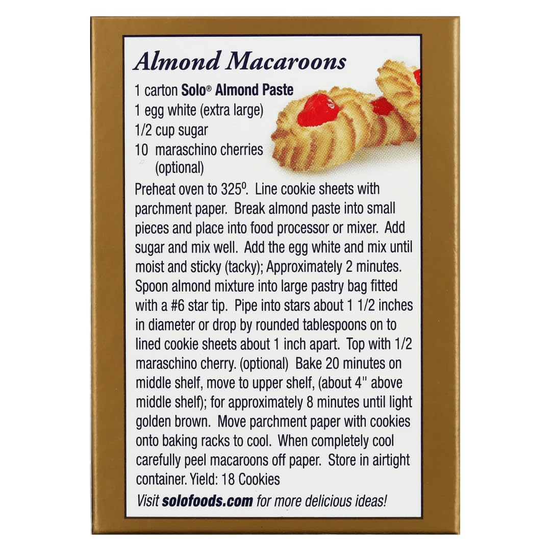 Solo Almond Paste, 8Oz (Pack Of 12) | Gluten-Free, Kosher Certified