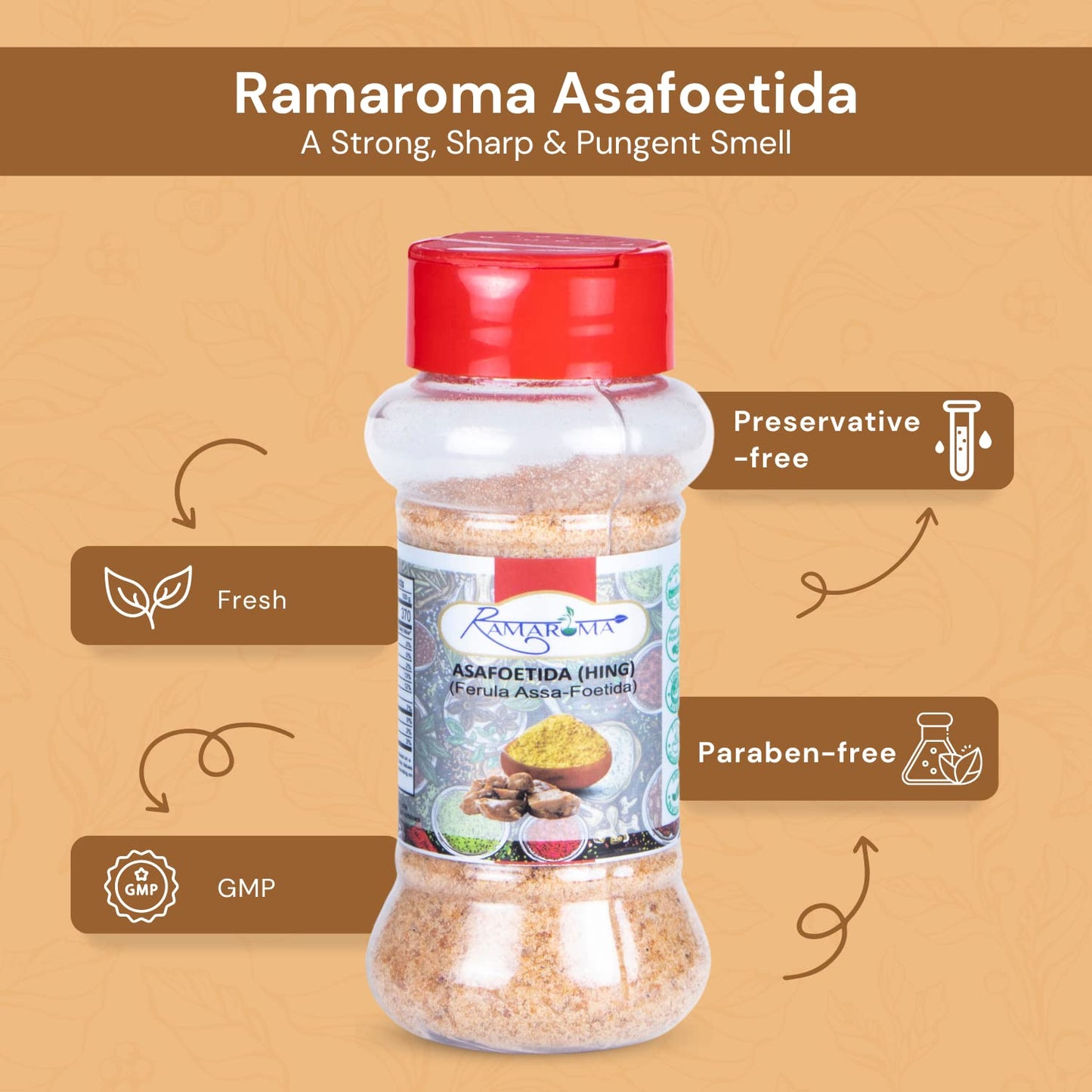 Ramaroma Asafetida (Hing) Ground 3.5Oz (100G) ~ All Natural | Salt Free | Vegan | Non-Gmo | Asafoetida Indian Spice | Best For O