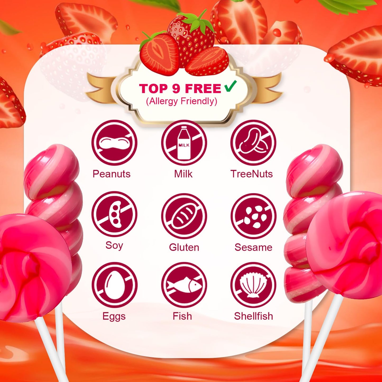 ZOFIA SWEET 32 Pack Strawberry Pink Twisty & Swirl Lollipops - Individually Wrapped, No Artificial Dyes, Baby Shower & Valentines Day Favors