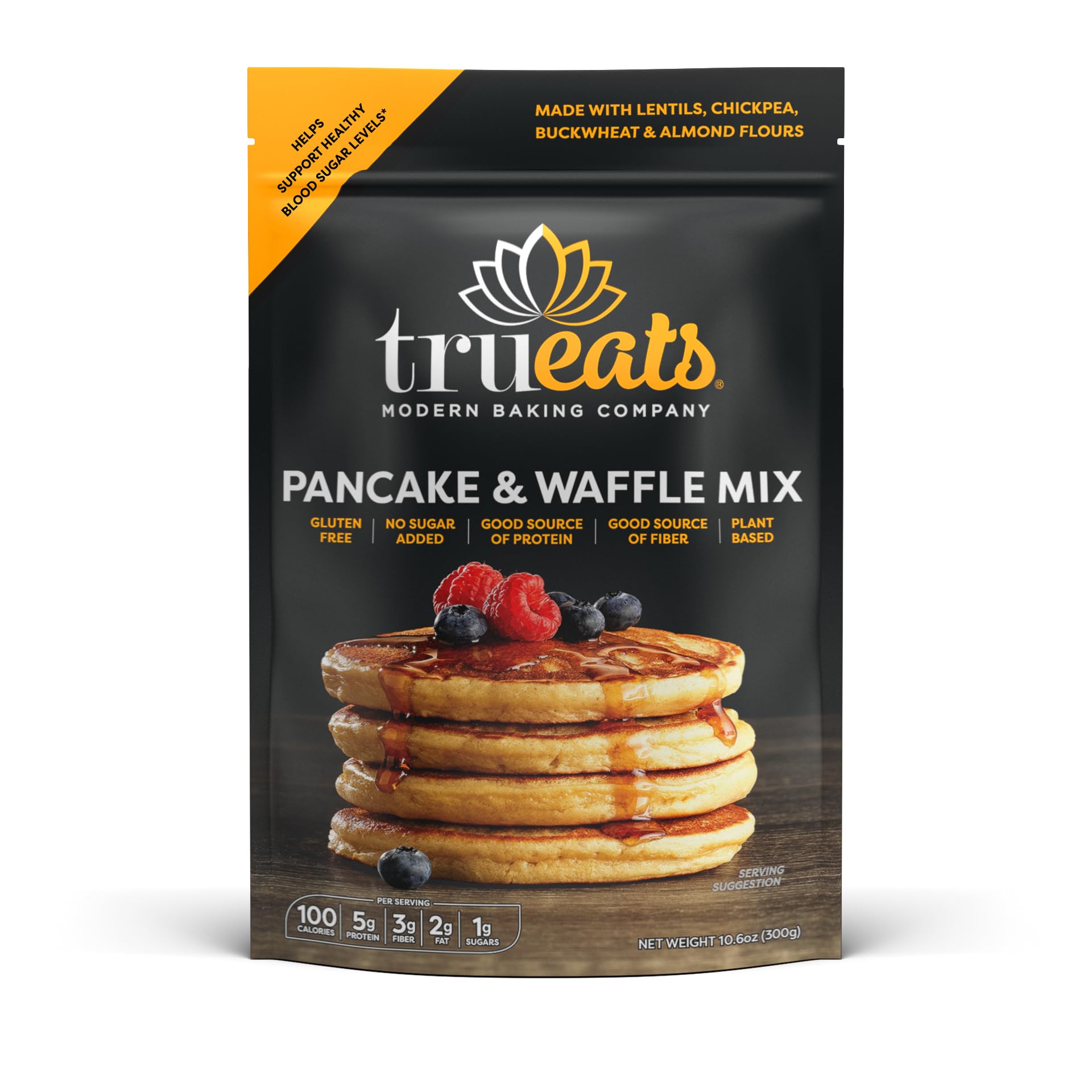 TruEats Pancake & Waffle Mix, Vegan, Gluten Free, Low Glycemic, No Sugar Added, 10.6 Ounce