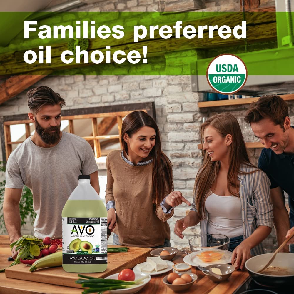 AVO ORGANIC AVOCADO Oil Frying, Baking, Non-stick Saut  ing, Salads, Vinaigrette, Marinades, Pan Coating, General Cooking 64 Fl-