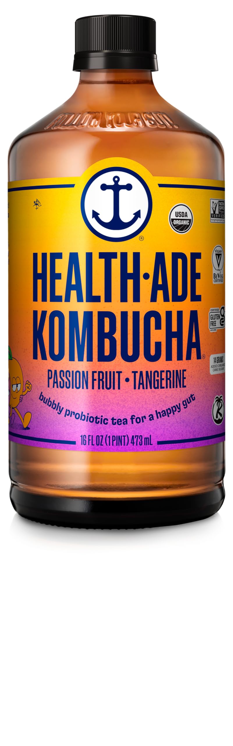 Health-Ade Organic Passion Tangerine Kombucha, 16 Fl Oz