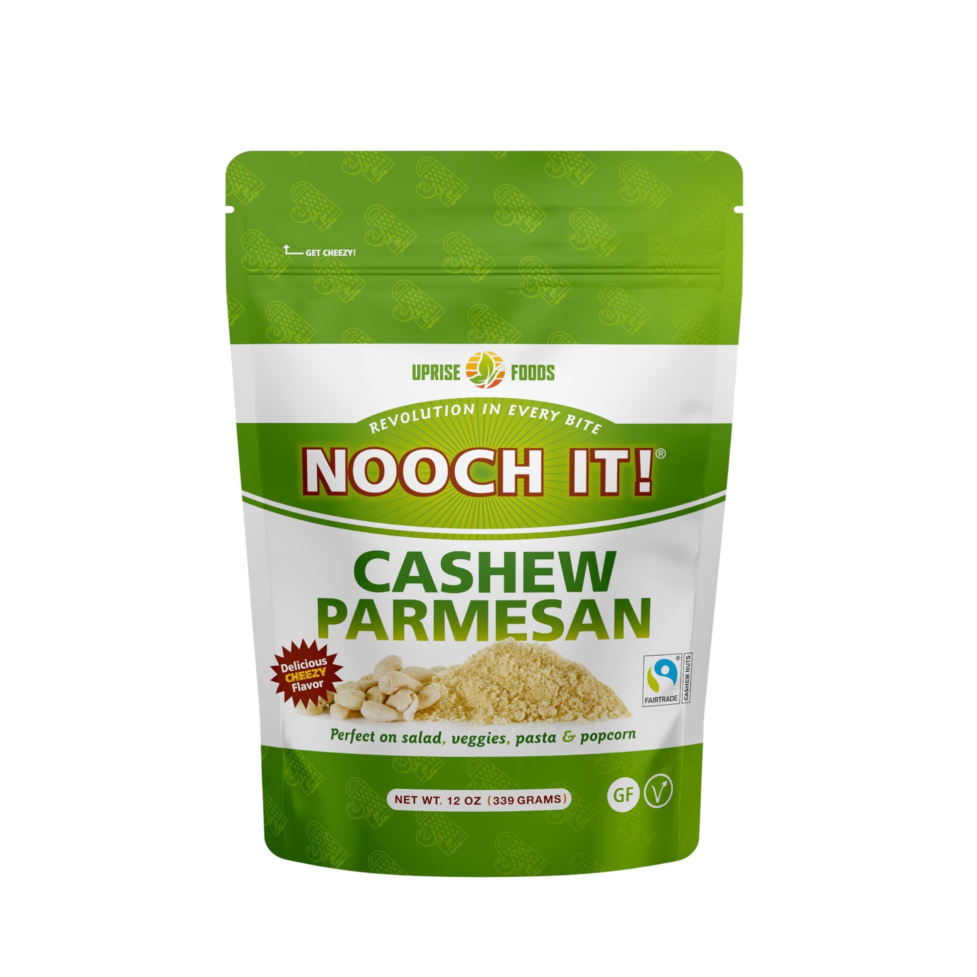 NOOCH IT Vegan Cashew Parmesan Cheese - 12oz | Dairy-Free, Organic, Fair Trade | Grated Plant-Based Cheese Topping & Parmesan Su