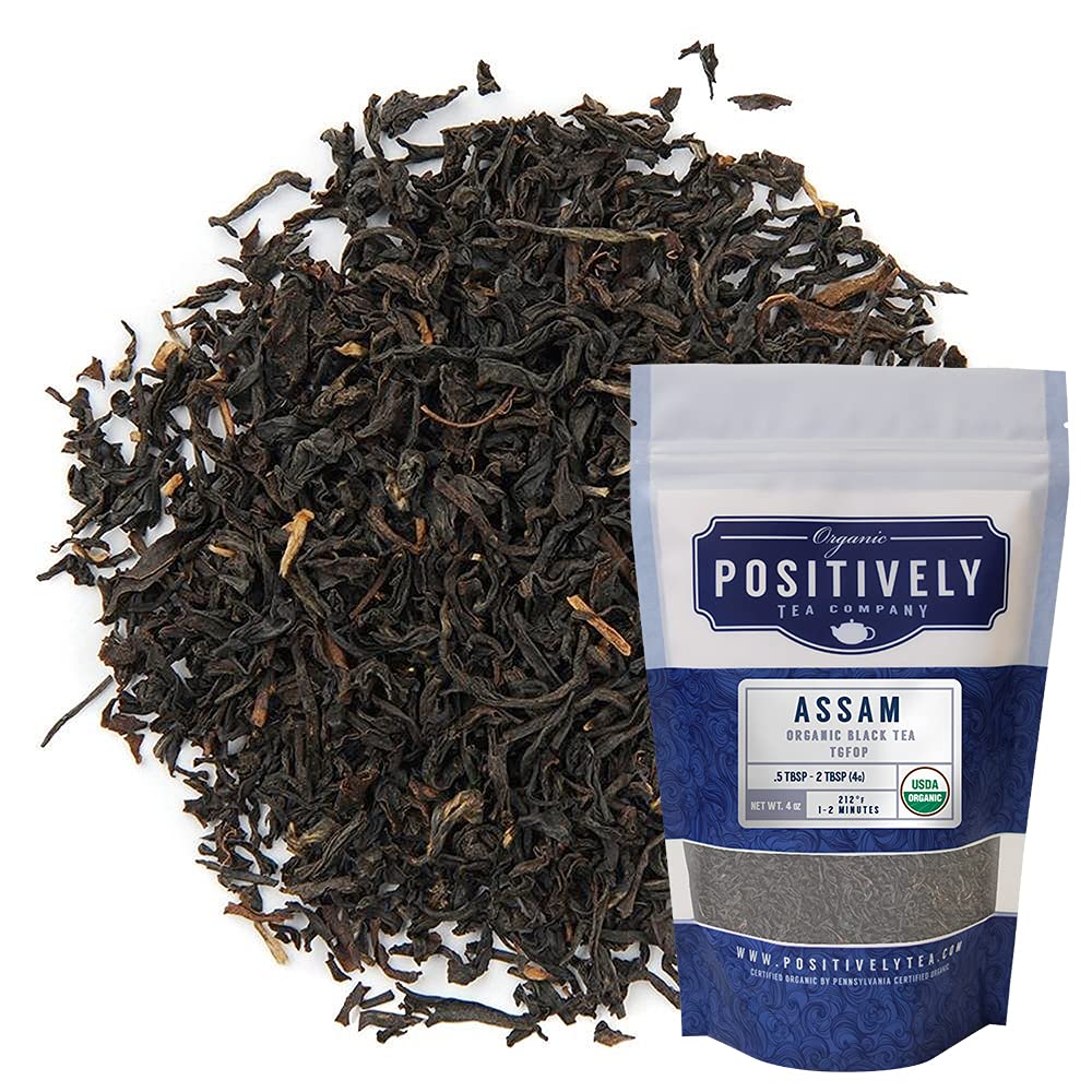 Organic Positively Tea Company, Assam Tgfop Black Tea, Loose Leaf, 4 Ounce