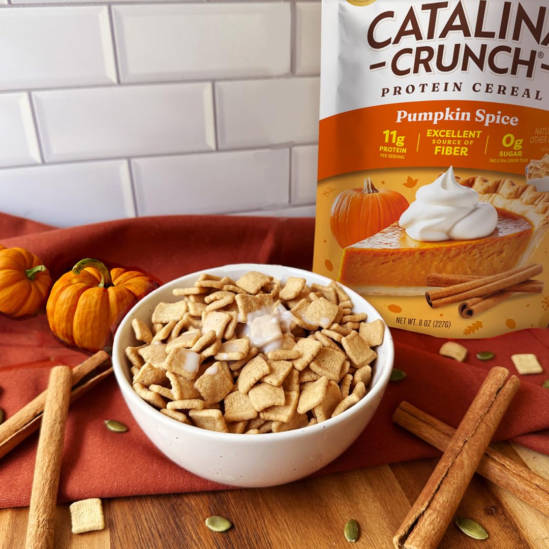 Catalina Crunch Protein Cereal - Sugar Free Breakfast Cereal with 11g of Protein - Gluten Free, Keto Friendly - Pumpkin Spice -