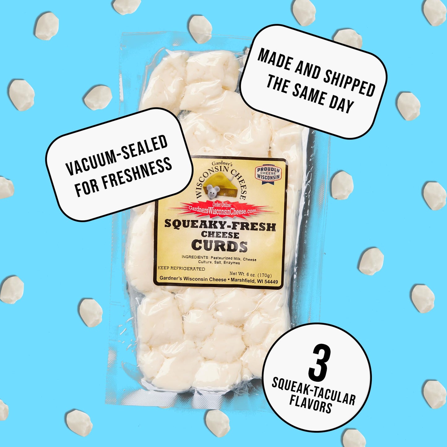 Gardners Wisconsin Cheese Curds 4 Pack - White Cheddar, 6 Ounces Each, Artisan Cheese Perfect for Gifts and Grilling