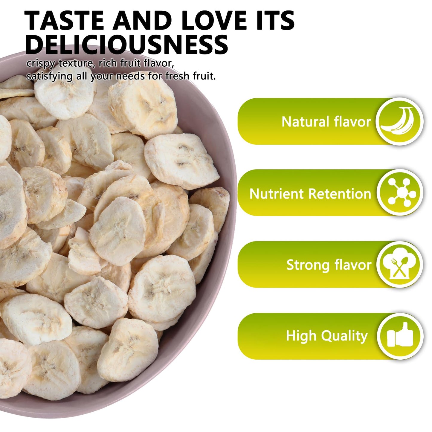 Freeze Dried Bananas, 6Oz/170G Freeze Dried Fruit, Drie-D Banana Chips Natural, No Add Sugar, Fruit Snacks For Traveling, Hiking, Cycling, Camping