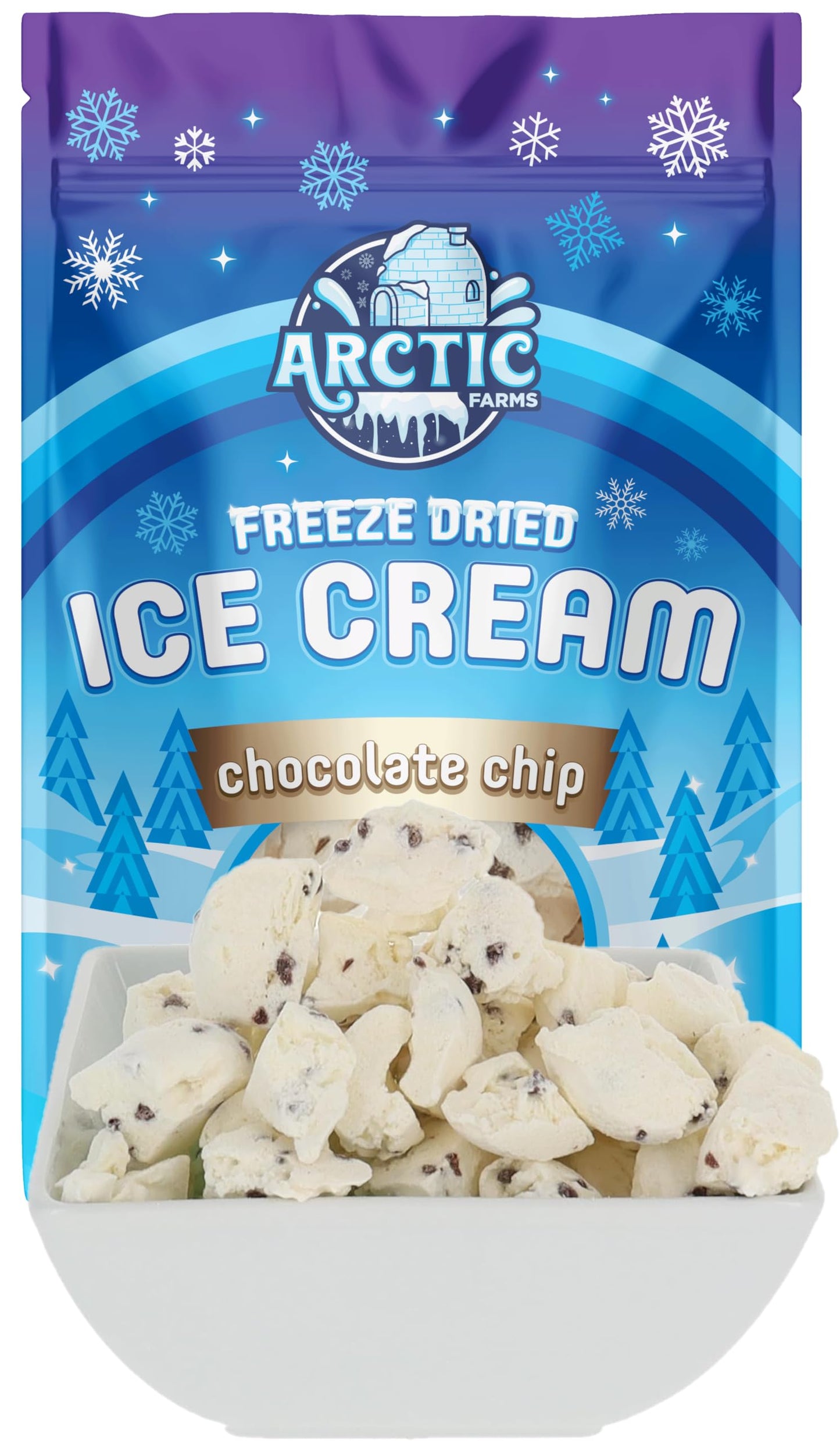 Arctic Farms Freeze Dried Ice Cream Bits Bagged And Boxed - Does Not Melt (Chocolate Chip, 2.5Oz)