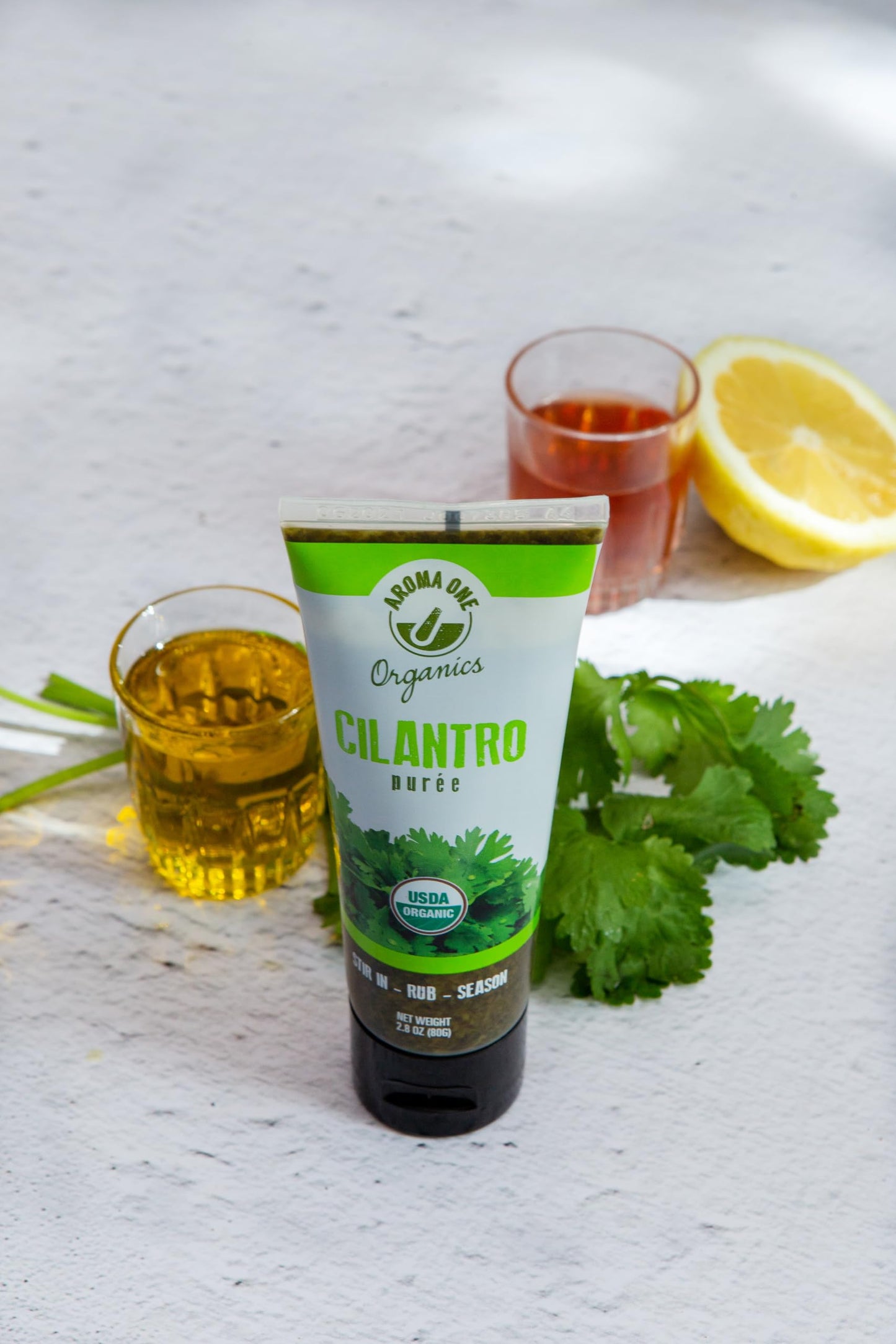 Aroma One Cilantro Puree Paste - Organic Herb Concentrate For Cooking, Seasoning & Sauces - Fresh Flavor Enhancer, Non-Gmo, Glut