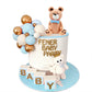 Bear Cake Toppers Mini Bear Figurine Cake Decorations With Gold Blue White Pearl Ball For Baby Shower Birthday Party Teddy Bear